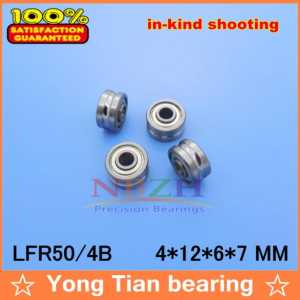 Free Shiping LFR50/4B LFR50/4 KDD Groove Track Roller Bearings 4*12*6*7mm (Precision double row balls) ABEC-5