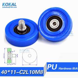 [PU40*11-C2L10M8]Free Shipping 10pcs M8 TPU 6000RS bearing roller wheel outer diameter 40mm rubber money-count pulley 8*40*11