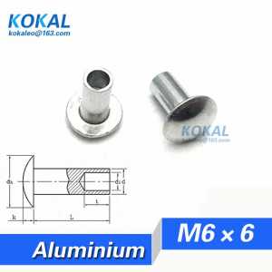 [YK-Al-M6*6]Free Shipping 20PCS M6 Series Aluminium Round Button Heaf half hollow rivets M6*6mm Aluminium rivets
