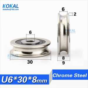 [U0630-8NJ]Free shipping 10PCS Gcr15 sliding rail guide steel bearing wheel roller U groove type chrome steel roller 30mm 0630UU