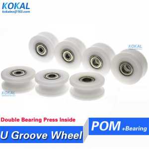 5pcs high quality U groove double ball bearing coated with POM Plastic NYLON Groove guide rail wheel inner dia 5/6/7/8/10 40-18