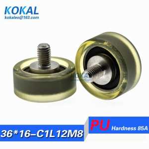 Free Shipping 10pcs high quality low noise 6200RS TPU PU ball pulley roller wheel with 10*36*16PU M8 screw shaft pulley