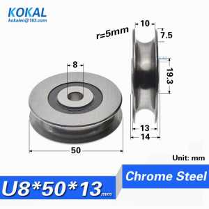 [U0850-13]1pcs U608 628 698 U Groove Carbon Steel Deep Groove Ball Bearing Traces Walking Guide Rail Bearing Brand New 8X50X13mm