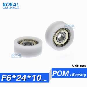 [F0624-10] 1PCS/lot flat type 626zz 626 ball bearing coated with POM PA Nylon plastic wheel pulley non-standard pulley bearing
