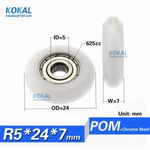 [R0524-7] Factory Directly Sale 625zz bearing nylon roller plastic sliding door wheel  bread maker bearing 24MM wheel