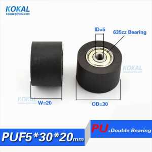 [PU0530-20]Free shipping PU vending machine sliding two ball bearing roller wheel PU sliding pulley with bore 5mm 5*30*20mm