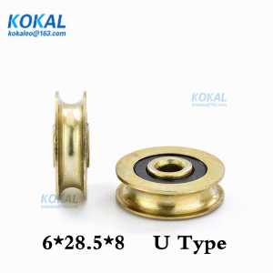 [U0628.5-8]1PCS high quality chrome steel Gcr15 U V Groove ball bearing roller wheel U pulley with inner 6.4mm 0628UU