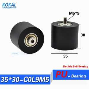 5PCS low noise Synchronous belt M5 Screw stainless steel TPU PU soft double roller wheel outer diameter 35mm screw M5*35*30mm