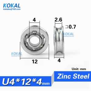 [U0412-4J] 10PCS low noise micro small bearing roller wheel V/U Groove steel carbon steel wheel pulley 4*12*4mm 0412-4VV