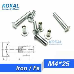 [YKFe-M4*25]100PCS all kinds all steel M4 Series OVAL head half hollow rivet M4*25mm DIY tubular rivet