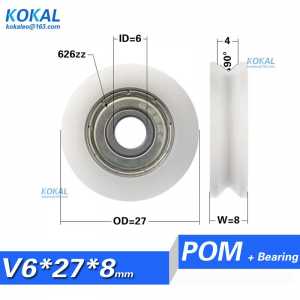 [V0627-8] Professional Production V Type 626zz bearing Roller Wheel 6*27*8MM V type wheel pulley