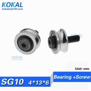 1PCS SG10 U groove Embroidery machine Sliding Wheel bearing pulley with M4 Screw SG10-2RS inner 4mm Grooved wheel 4*13*6mm