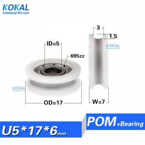[U0517-6] miniature u groove bearing roller for cupboard and sliding Roller Window Wheel 5mm*17mm*6MM