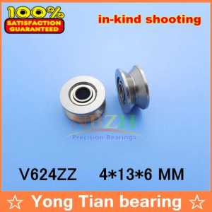 88888 V624ZZ V groove roller wheel ball bearings 4*13*6 mm embroidery machine pulley bearing V624 624V (Carbon steel)