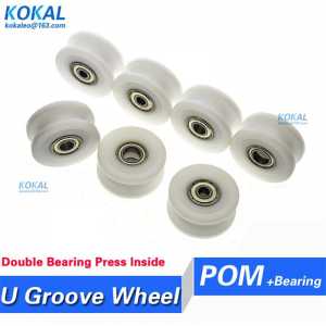 1pcs 626/698 U Groove POM Material Roller With Two Bearing Mute Groove guide wheel Diameter 40MM Bore 5/6/7/ 8/10mm 40-18
