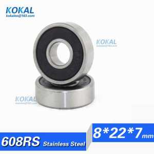 [S608RS]Free Shipping 10pcs Stainless steel inner diameter 8mm deep groove ball bearing double rubber seal 608RS 608RZ 8*22*7mm