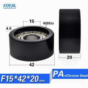 [F1542-20] 10PCS high loading flat type black ball bearing coated with PA nylon plastic POM bearing wheel 15X42X0mm
