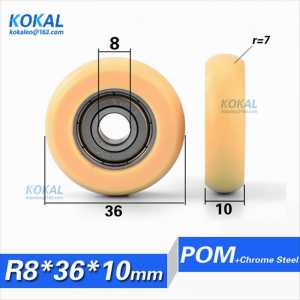 [R0836-10]1PCS 608zz Round type olastic coated window door roller wheels outer diameter 36mm fitting pulley 8X36X10mm 0836K 0836