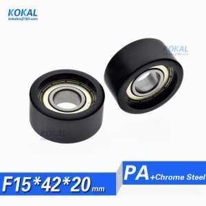 [F1542-20] 1PCS high loading 6202zz bearing coated with PA plastic 6202zz bearing wheel Flat type machine fitting Pulley Roller