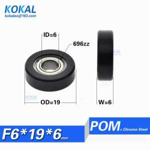 [F0619-6]10PCS/lot 696zz 696 ball bearing injected with black white POM plastic roller wheel inner diameter 6mm 6X19X6mm 0619KK