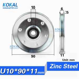 [U1090-11J] 1PCS 10*90*11mm 9 cm wire rope pulley, V slot elevator lift wheel, rolling bearing pulley, 6200ZZ nylon wheel