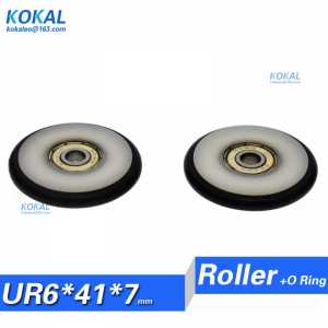 10pcs/lot  6*41*7 Buna-N rubber O rubber ring rubber U grooved roller, blackboard fishing tackle, 626zz 626 bearing pulley
