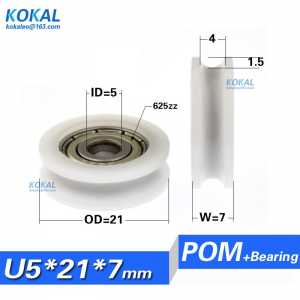 [U0521-7]Low Noise nylon u groove wheel cabinet 5mm*21mm*7mm U Groove Type 625ZZ Bearing Roller
