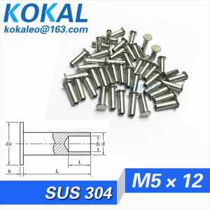 [304-M5*12]100PCS Free Shipping SUS304 stainless steel thin head semitubular rivets M5*12mm rivets with 12mm length