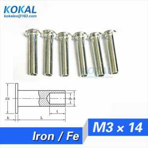 [Fe-M3*14] Free Shipping 100PCS iron steel Thin head semi-tubular Rivets M3 series rivets M3*14mm minisize rivets