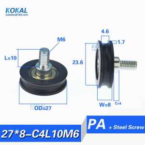 [U27*8-C4L10M6]10pcs LOW NOISE domestic refrigerator drawer bearing roller wheel U groove scew shaft M6 bearing pulley