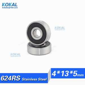 [S624RS]Free Shipping 10pcs high quality stainless steel 440C deep groove ball bearing S624RS S624-2RS S624-RZ 624 4*13*5mm