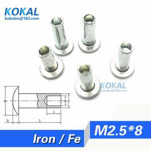 [Fe-M2.5*8]100PCS high quality low noise M2.5 Series steel button round half hollow rivet M2.5*8mm