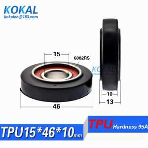 [TPU1546-10] high loading 1PCS/LOT Low noise 6002RS 6002 TPU rubber Cash register fitting bearing wheel roller 15*46*10mm