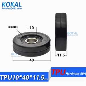[TPU1040-11]Free Shipping 10PCS/lot 6000RS 6000 coated with TPU PU PVC ball bearing roller wheel OD 40mm low noise pulley 10X40