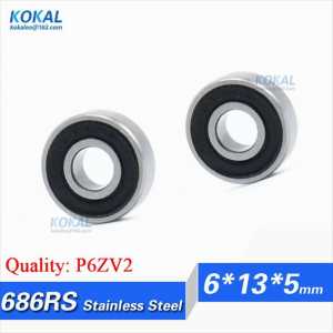 [S686RS-P6]Free Shipping 10pcs stainless steel icebox ball bearing 686RS 628/6RZ bearing 6*13*5mm micro wheel bearing