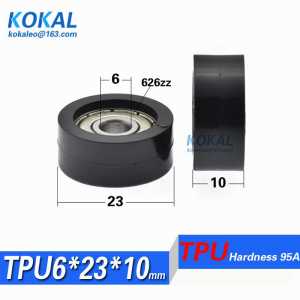 [TPU0623-10] Low noise 6*23*10mm polyurethane PU 626 ball bearing TPU rubber soft window door roller wheels pulley 0623KK