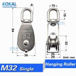 [S-M32] 1pcs/lot M32 outer diameter 32mm 304 stainless steel SUS304 bearing roller hanging furniture fitting steel pulley roller