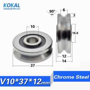 [V1037-12]10pcs/lot metal rust proof, U type, over wire rope guide wheel suspension wheel, 6000zz bearing pulley roller 6000VV