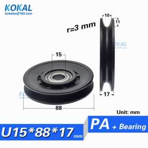 [U1588-17] 5PCS/lot 6202zz 6202 Fitness Equipment U/V groove  outer diameter 88mm inner diameter 15mm ball bearing roller wheel