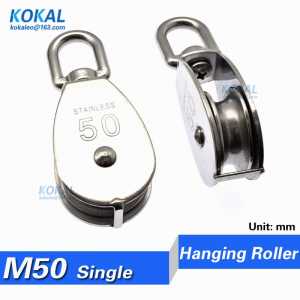 [S-M50] 2pcs/lot high loading 304 Stainless Steel wire rope Grooved steel hanging bearing roller wheel M50 outer 50mm pulley