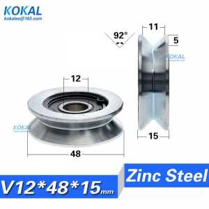 [JS1248-15]1PCS metal rust proof, U type, over wire rope guide wheel suspension wheel, 6201zz bearing pulley roller 12*48*15mm