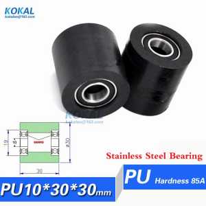 [PU3030RS-S] High quality stainless steel ball bearing coated with Polyurethane PU rubber wheel rollers 30*30mm 3030