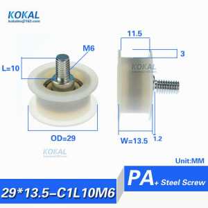 [H29*13.5-C1.2L10M6]10pcs high quality 3D Printer timing belt H type PA66 Nylon roller wheel synchronous rail H groove pulley