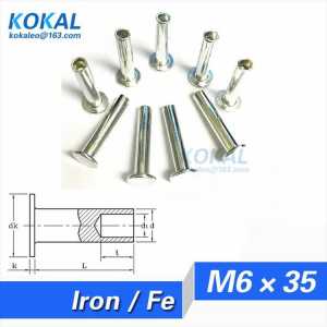 [Fe-M6*35] Free Shipping 50PCS M6 series flathead semi-tubular rivets M6*35MM steel rivets for furnitures