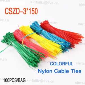 [CSZD-3*150] Free Shipping 100pcs five colors nylon wire ties 3*150mm 3mm width 150mm length self-locking plastic caffs ties