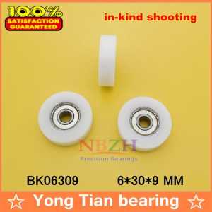 626ZZ plastic-covered plastic idler pulley nylon wheel mute bearings Door and window pulley embedded bearing BK06309 6*30*9 MM
