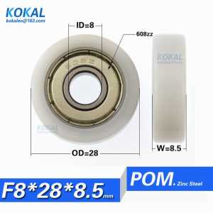 [F0828-8.5]Free shipping high quality 608ZZ plastic covered roller wheel for window door wheel 8*28*8.5 PULLEY WHEEL