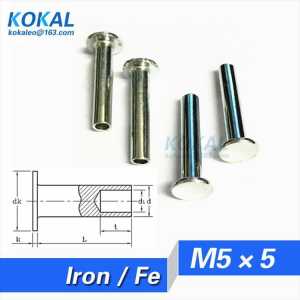 [Fe-M5*5] Free Shipping 100PCS M5 series flush head steel rivets M5*5mm length 5MM flathead socket shank rivets