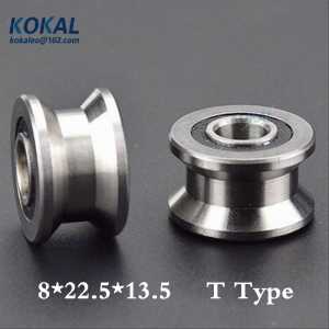 [T0822-13J]1PCS high loading T type U Groove ball bearing wheel pulley guide wire ball roller inner 8mm steel roller wheel