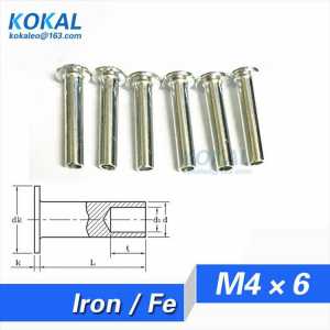 [Fe-M4*6] Free Shipping 100PCS M4 series iron steelflush head semitubular rivets with 5MM length M4*6